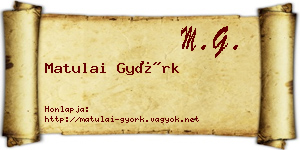 Matulai Györk névjegykártya